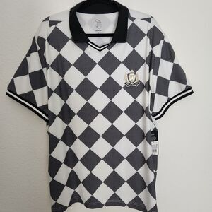 Original Use Mens Black and White Checkered Polo Shirt Size XL